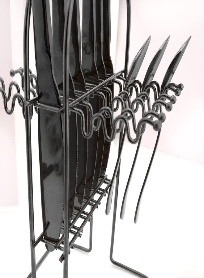snplowum 1pcs Black Cutlery Stand, Stainless Steel Silverware Holder Kitchen Hanging Tableware Storage Rack, Holds 24pcs, Lightweight and easy to move - Image 3
